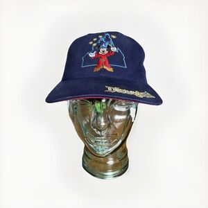 Vintage Blue Disneyland Hat Cap Mickey Mouse Fantasia Adjustable Strap 1990’s